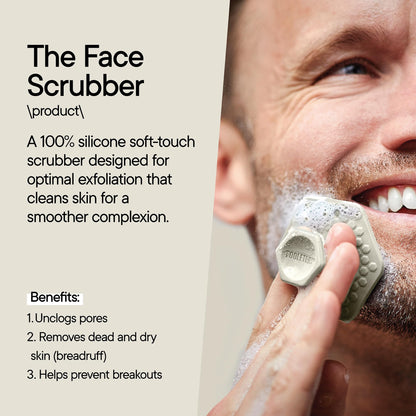 TOOLETRIES Men's Face Scrubber - Premium Silicone Facial Cleansing Brush, Gentle Exfoliator Pad & Soft-Touch Massager - Removes Dead & Dry Skin - Long Lasting Shower Accessories - Sand