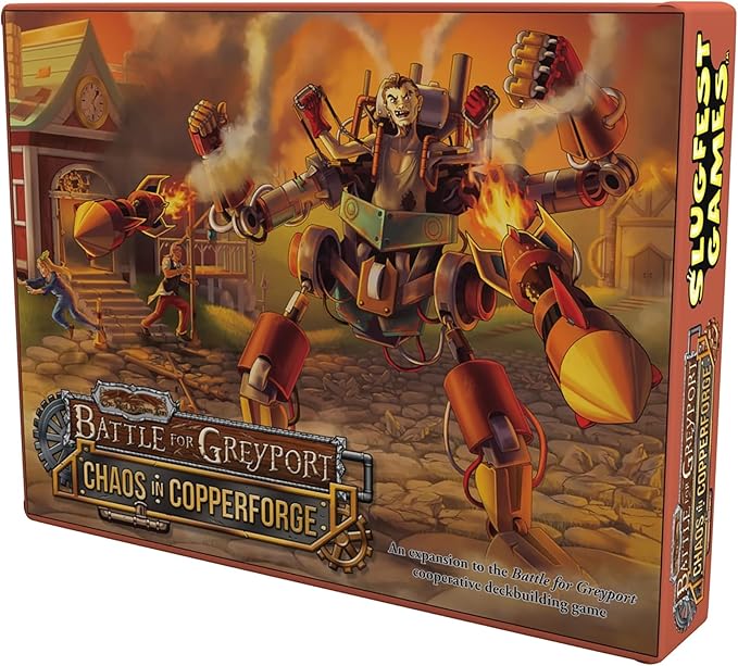 SlugFest Games: Battle for Greyport: Chaos in Copperforge Expansion - Cooperative Deckbuilding Game in The Red Dragon Inn World Ages 13+ 2-5 Players