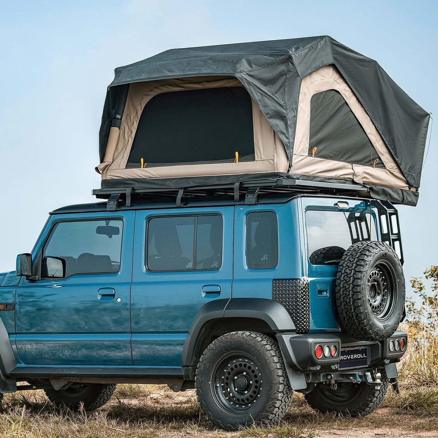 Inflate Rooftop Tent, Soft Shell Roof Top Tent for 2-3 Person, with Aluminum Telescopic Ladder, LED Strip Light, Skyview Window, Memory Mattress, for Car, Truck, Jeep, SUV, Van