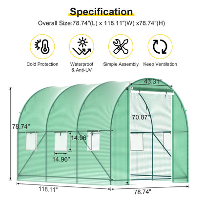 Greenhouse, 10’x7’x7’ Upgraded Walk-in Greenhouse with Spraying System, Heavy Duty Tunnel Green House with 6 Ventilated Mesh Windows & Zippered Roll-up Door, Large Plant Garden Hot House Outdoor