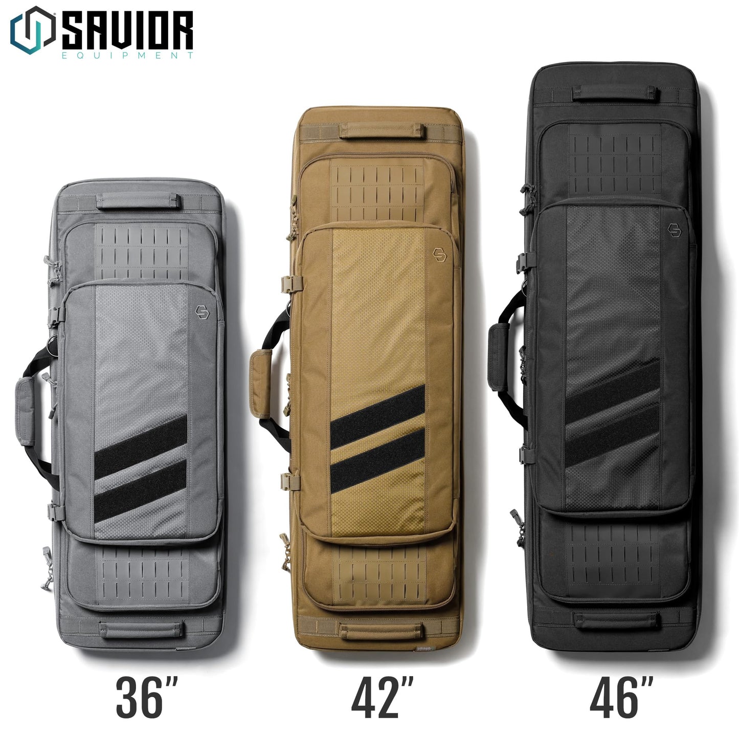 Savior Equipment Specialist Series Tactical Double Long Gun Bag Case Backpack 4 Pistol Handgun Storage, Lockable Zippers, Padded Drag Handles, w/Adjustable Shoulder Strap, 36 Inch SW Gray