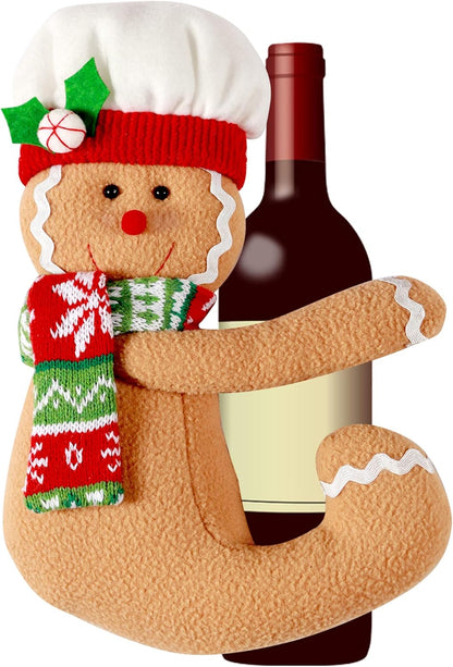 Skiennix Gingerbread Man Christmas Tree Topper - Unique Plush Stuffed Decor in Red, White & Green