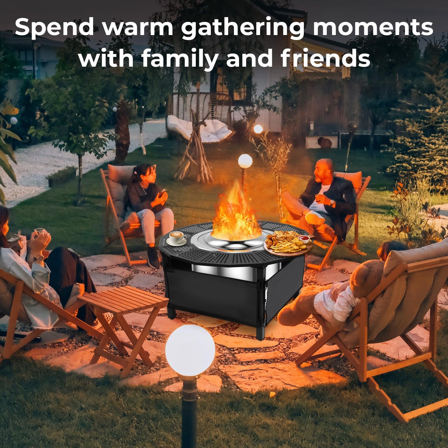 40-Inch Fire Pit Surround for Solo Stove Surround, 360° Safety Protection for Solo Stove Bonfire Accessories, Rust-Resistant Metal, Resistant to High Temperatures, Inner Diameter of 24 Inches