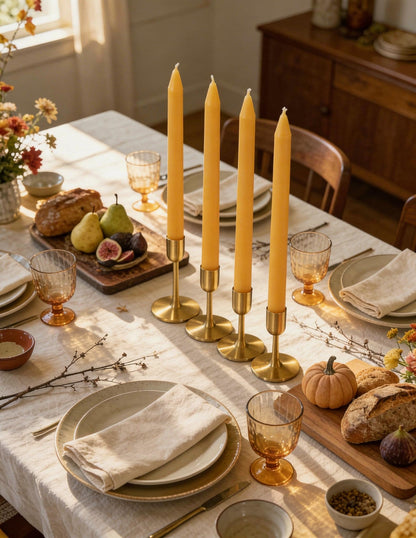 Viyffo 8 Inch Pure Beeswax Taper Candles, 12 Pack Handcrafted Dripless & Smokeless Long Burning Unscented Candles, 8 Hour Burn for Dinner, Wedding, Home, Prayer Decor