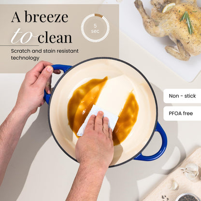 Nuovva Enamelled Cast Iron Cookware Bundle – Dutch Oven Pot with Lid, Casserole Dish & Bread Loaf Pan – Premium Ovenproof Cookware Set for Baking, Roasting & Everyday Cooking