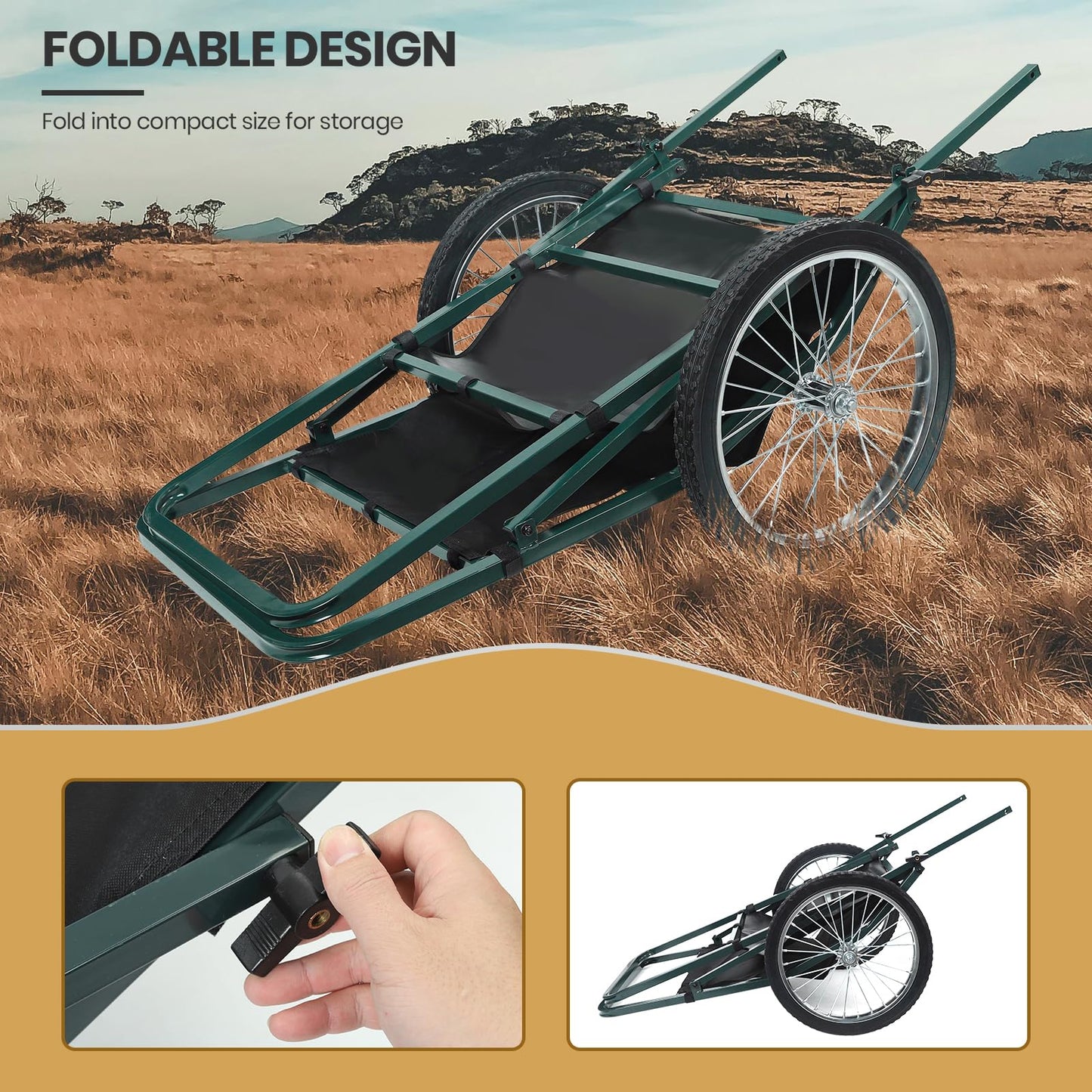 Leader Accessories Super Mag Hauler Steel Hunting Deer Game Cart 550lb Capacity