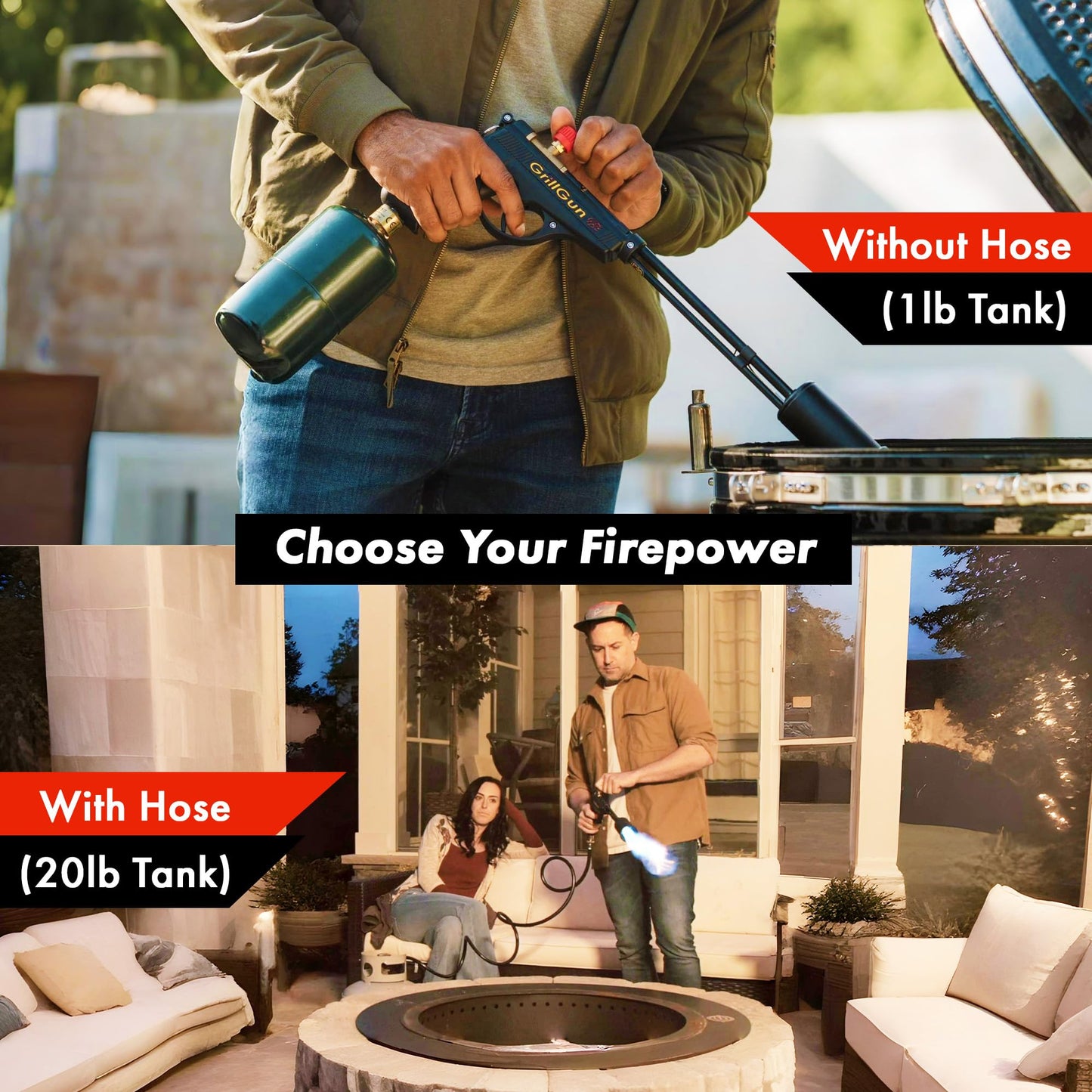 Grillblazer GrillGun Handheld Propane Charcoal Torch – 400,000+ BTU Flame Torch for Instant Charcoal Ignition, Outdoor Cooking, Firepits, Camping, BBQ – Portable High-Power Blowtorch With Stand