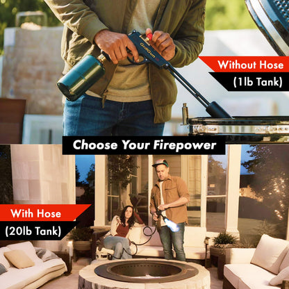 Grillblazer GrillGun Handheld Propane Charcoal Torch – 400,000+ BTU Flame Torch for Instant Charcoal Ignition, Outdoor Cooking, Firepits, Camping, BBQ – Portable High-Power Blowtorch With Stand