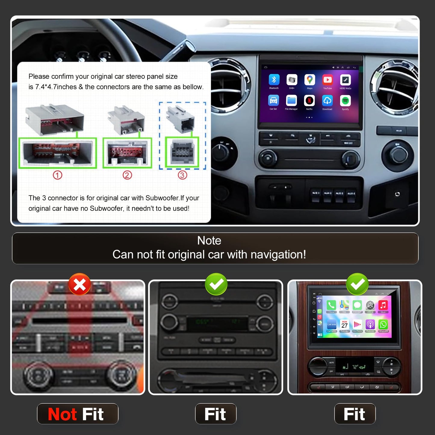 [4+64G] Android 13 Car Stereo with Wireless Carplay & Android Auto for Ford F150 F250 F350 E-250 E-350 Escape Focus Touchscreen Radio Upgrade with AHD Camera,GPS Navigation,SWC,WiFi,FM,Bluetooth