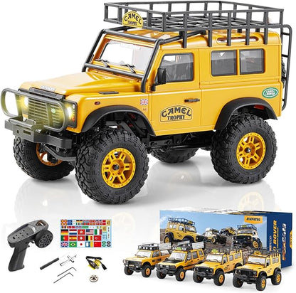 BEEZRC FMS 1/24 RC Crawler RTR FCX24M Land Rover Family Camel Trophy Edition Licensed RC Model 4WD RC Rock Truck 2.4Ghz Hobby Grade RC Car Model Mini Off Road Vehicle with Battery (Defender 90)