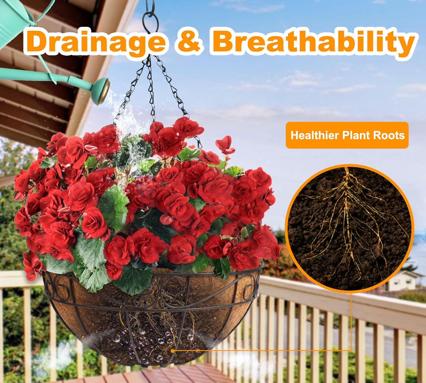 Y&M 14" Round Coconut Fiber Liner - Pre-Formed Replacement for Hanging Baskets | 2-Pack