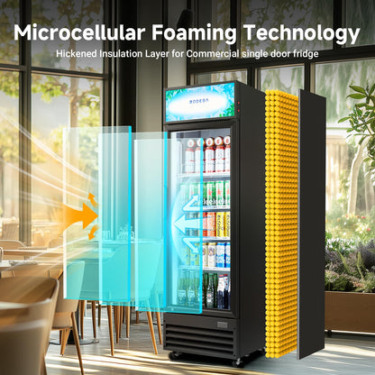 BODEGA BODEGACOOLER 9.0 Cu.Ft Commercial Beverage Refrigerator with Glass Door, Upright Display Merchandiser Fast Cooling Drink Cooler, Digital Thermostat, LED Light – Beat Summer Heat for Game Day.