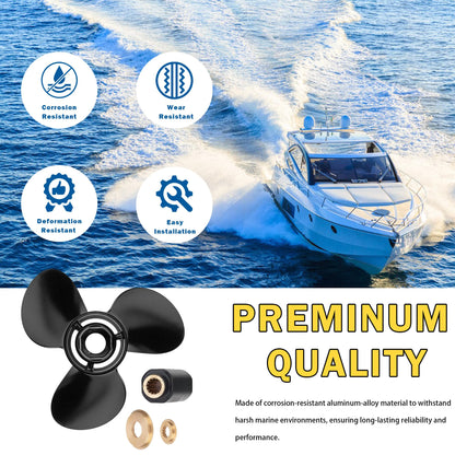 MiBarco 13 1/4x17 Upgrade Aluminum Boat Propeller for BRP,Johnson,Evinrude,OMC Stern Drive 40-140HP 13 Spline 13.25Diax 17Pitch Replace OEM 765183 Rh(Hub Kits Included)