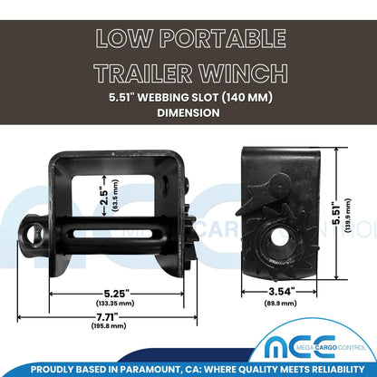Mega Cargo Control 5 Pack Weld-On Trailer Winches, 140 MM Profile - 5,000 Load Limit, Heavy Duty Flatbed Tie Downs