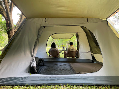Three Bears Outdoor 6 Person Camping Tent - Waterproof Windproof Double Layer Design - Family and Car Camping - with Carry Bag and Storage Pouch - 76 Inches High (Dark Green)