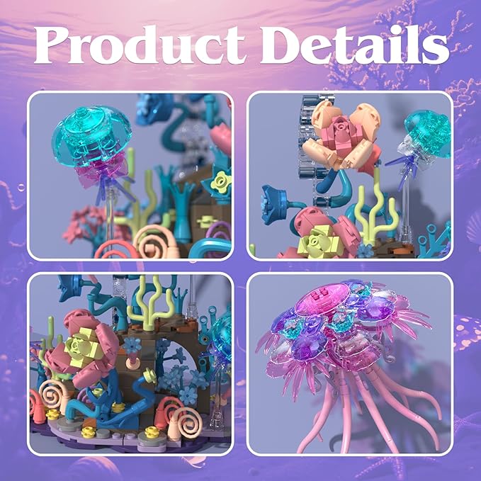 Enchanted Jellyfish Building Kit with Halloween &amp Christmas Festive Vibes 526 Pcs Underwater Creature Building Blocks Set (presale)