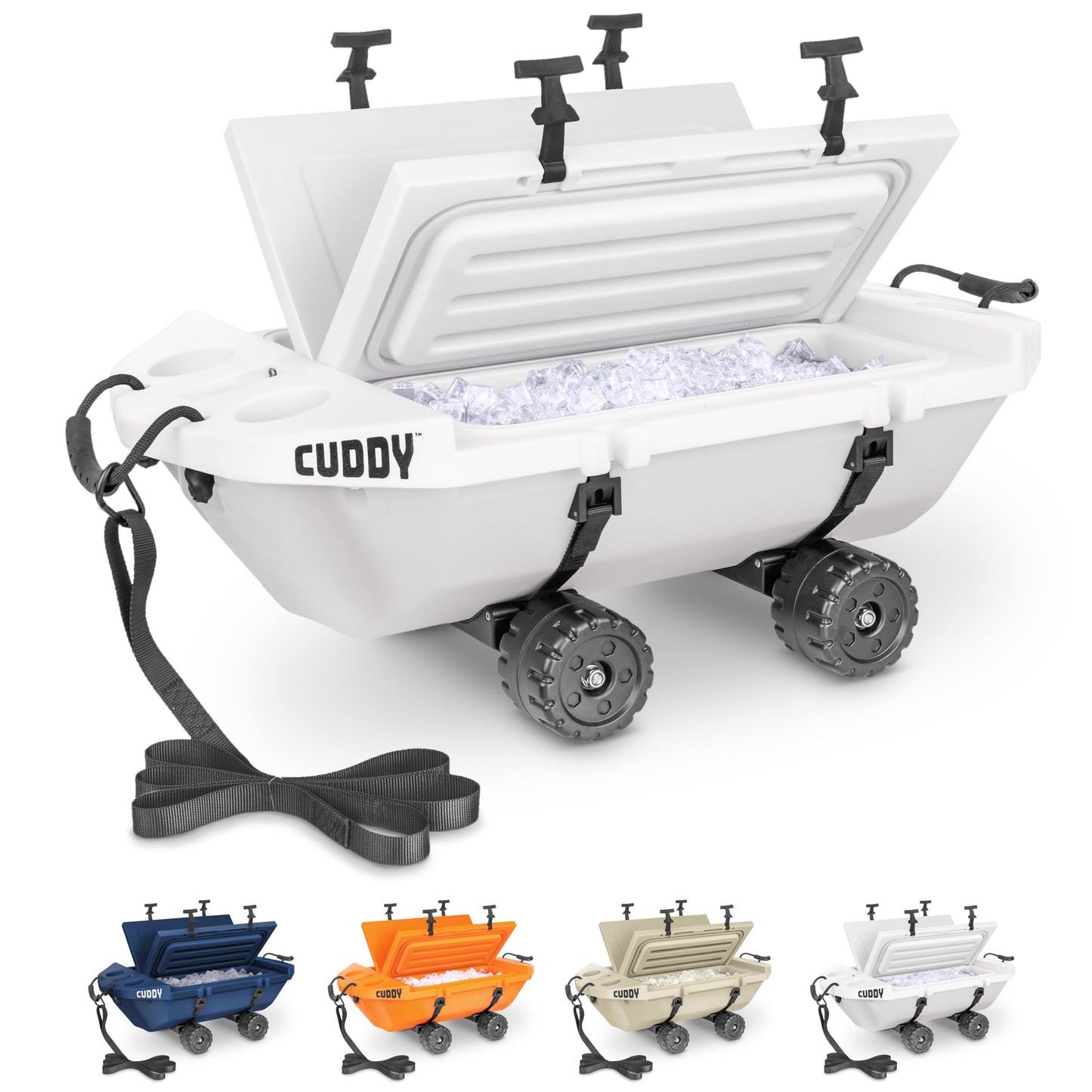 Cuddy Crawler Cooler with Wheels – 40 QT Amphibious Floating Cooler and Dry Storage Vessel - White