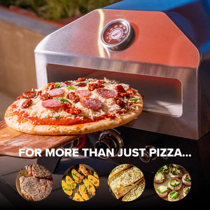 Nexgrill 12 in. Outdoor Gas Pizza Oven Portable Propane Pizza Grilling Stove, Easy Rotation System, Outdoor Kitchen, 15000BTUs, 182 sq. in. cooking space, Rear Access Smoker Box, Portable, 820-0084B