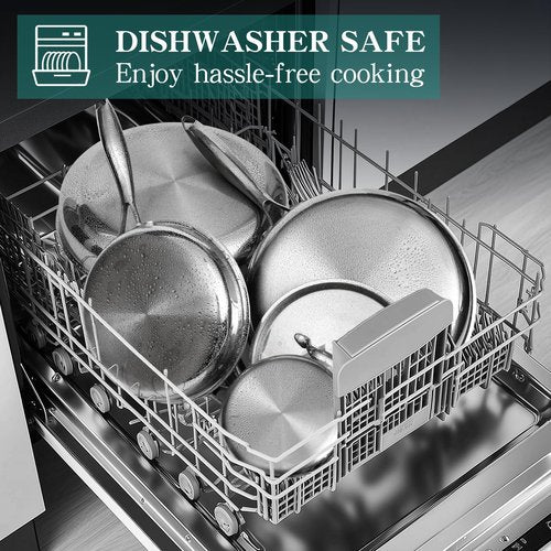 EWFEN Pots and Pans Set, 3 Ply 11 Piece Stainless Steel Cookware Set, Oven Dishwasher Safe | Induction Compatible Frying Pans, Saucepans, Saute Pan & Stock Pot, PFOA Free Kitchen Skillet
