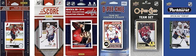 NHL Washington Capitals Men's 6 Different Licensed Trading Card Team Sets White