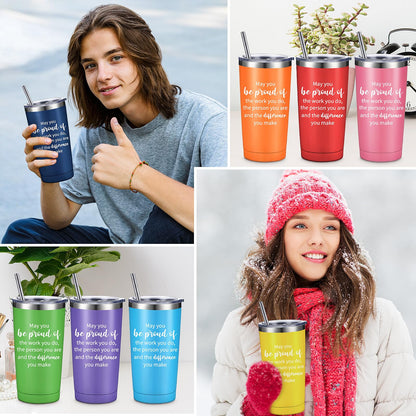 Inbagi 24 Sets Thank You Gifts May You Be Proud Tumbler with Keychain 20 oz Stainless Steel Insulated Cup with Lids and Straws for Nurse Appreciation Teacher Graduation Employee Gifts Bulk(Multicolor)