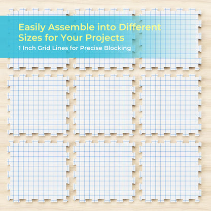 Yiitoll Blocking Mats for Knitting, Extra Thick Knitting Blocking Mat with Grid Lines, 9 Packs Crochet Blocking Board for Needlepoint or Crochet Includes 100 T-pins and Storage Bag
