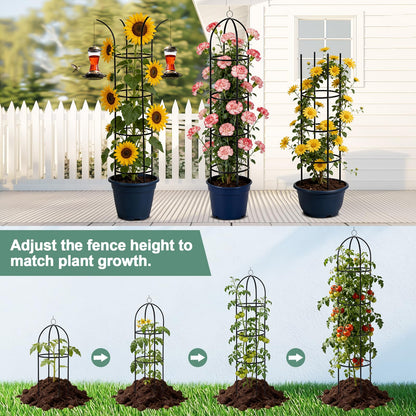 100% Metal 6.6 Ft Tower Obelisk Garden Trellis,2 Pack Plant Support for Climbing Plants Rose Bush Round Trellis for Pots Rustproof Metal Plant Flower Trellises for Clematis Vine Jasmine Outdoor Indoor
