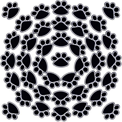 PAGOW 40Pcs Paw Print Patch for Jacket Clothing, Black-White Iron on paw Print Patches, DIY Embroidery Sticker Patches Sewing Craft Decoration