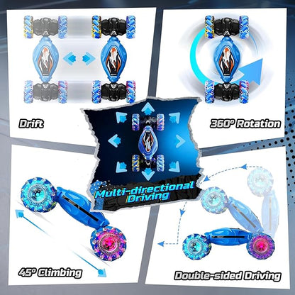 Holyton Gesture &amp Remote Control RC Stunt Car with Magic Color-Changing Body Cool Lights &amp Music 4WD All-Terrain Vehicle Photochromic Coating Gift for Boys Girls Age 6-7-8-9-10-11-12