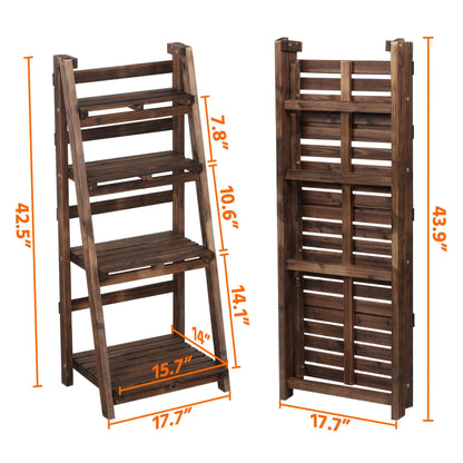 Yaheetech Foldable Ladder Shelf Wooden Plant Stand Indoor Outdoor Shelves No Assembly Flower Display Multi-Functional Shelves Outdoor Storage Shelf for Living Room/Garden/Office/Kitchen Brown