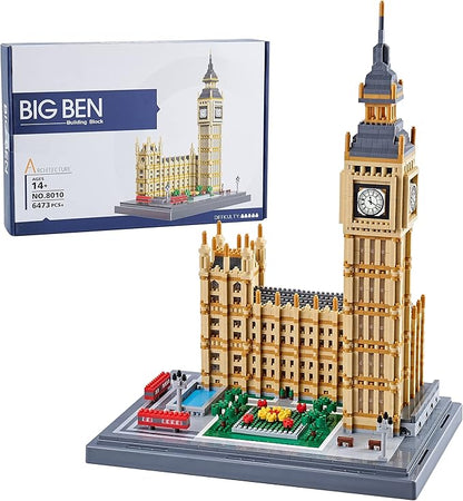 World Famous Architecture Micro Building Blocks Set 6473 PCS - DIY London Big Ben Collectible Model for Adults Teens or Lovers Ages of 14+ in Living Room or Office Decorative Items