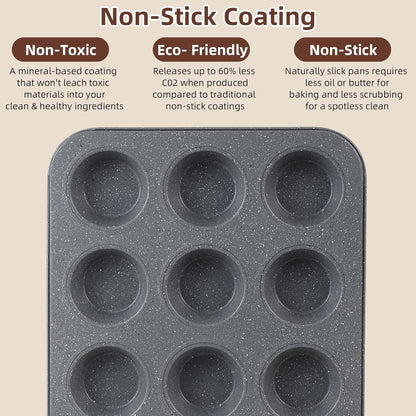 Professional Grade Nonstick Baking Pans Set by [Brand Name] - 11-Piece Carbon Steel Bakeware, Oven Safe to 450°F, Dishwasher Safe, Stackable | Steel Gray