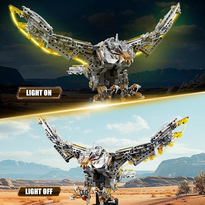 Ideas Mechanical Eagle Building Set with Light Compatible with Lego Animal Rotatable Eagle Building Blocks Toy for Adults STEM Gift (1168 PCS)