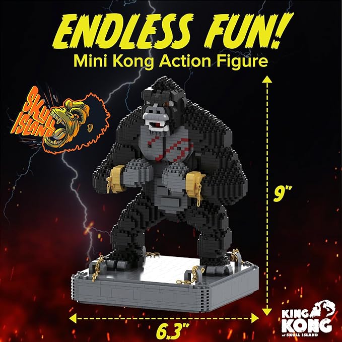 King Kong Building Set (2310 PCS) – Mini Kong Action Figure from Skull Island – Nano Brick Gorilla Construction Kit for Kids 15+ Adults Collectors – Movie Display Toy Gift