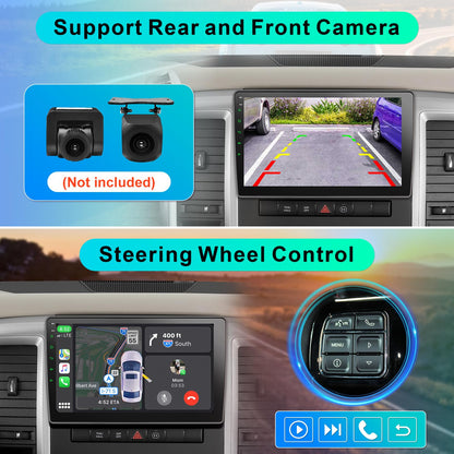 8 Core Car Radio 64G for Jeep Wrangler JK Compass Grand Cherokee Dodge Ram Upgrade Stereo Wireless CarPlay Android Auto,10 '' Touchscreen Head Unit GPS WiFi AM/FM SWC