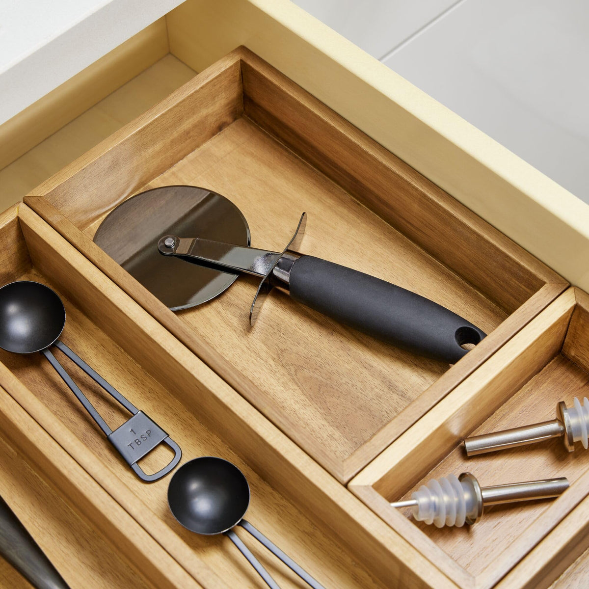 iDesign Acacia Wood Kitchen and Pantry Small Drawer Organizer Bin