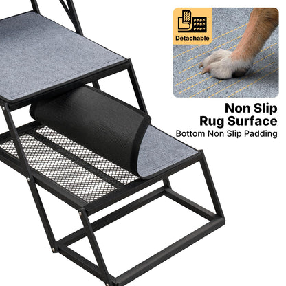 Veehoo Collapsible Dog Stairs for Large Dogs Extra Wide, 4 Steps Folding Dog Steps for Car Truck SUV 20" Wide, Heavy Duty Pet Loader Ramp Ladder Portable with Non Slip Surface, Support up to 200lbs