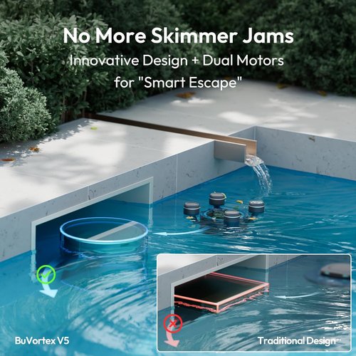 BUBLUE F10 Pool Skimmer Robot - App-Controlled Cleaner with Powerful Suction & AI Navigation | 5L Filter, Space Gray