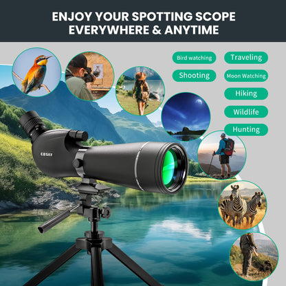 Gosky 20-60x80mm Spotting Scope with Phone Adapter & Tripod - BAK4 Prism Spotter Scope for Bird Watching Wildlife Observing Hiking, Portable with Carrying Bag and Cleaning Kits