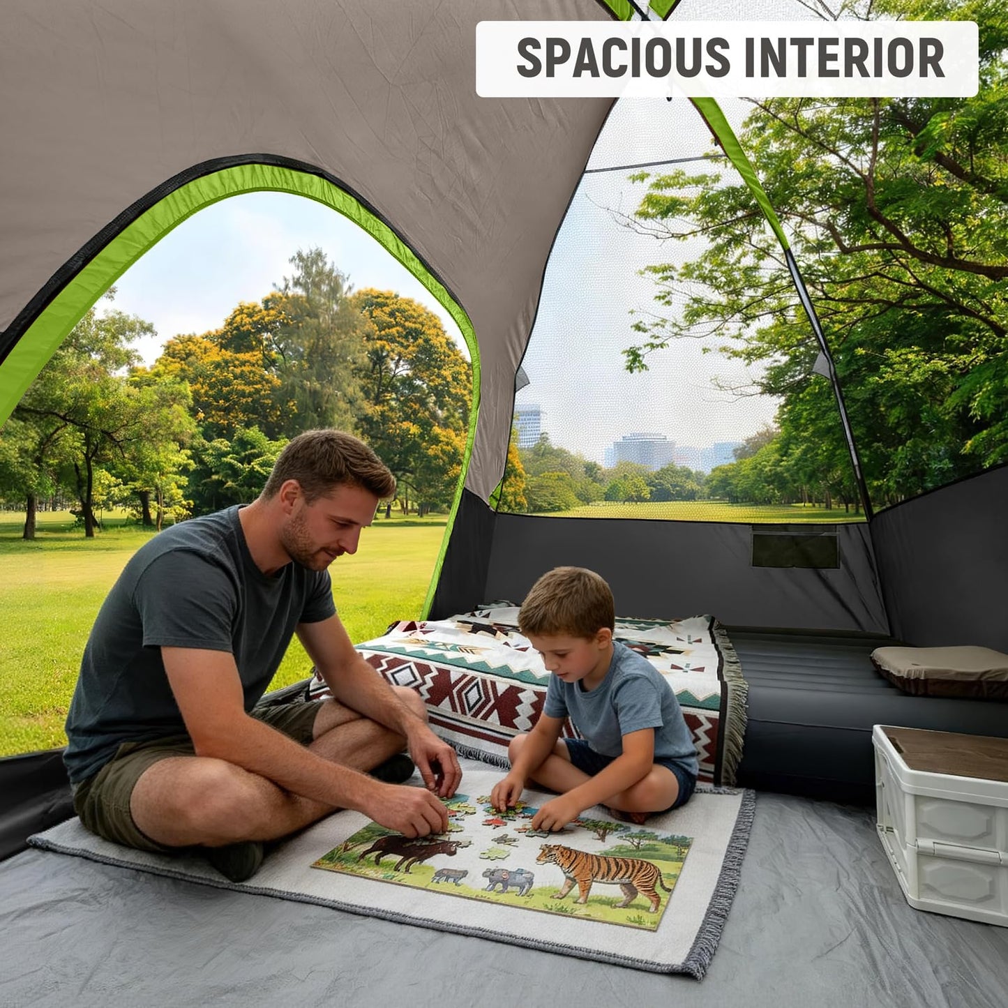CAMPROS CP Tent 6 Person, Waterproof Windproof Double Layer Family Dome Tent, Easy Setup with Large Mesh Windows & Wide Door for Camping