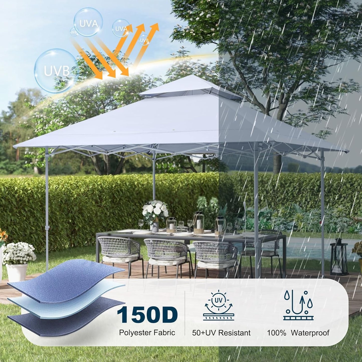 MASTERCANOPY 13x13 Pop-Up Canopy Tent Instant Shelter Outdoor Canopy with Wheeled Bag, White