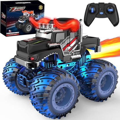 BAODLON Remote Control Monster Car 2.4GHz RC Bull Monster Truck Toys for 3 4 5 6 7 8 Years Old Boys Kid All Terrain RC Truck Off Road with Spray Light Rechargeable Battery Christmas Birthday Gift