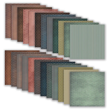 Boho Scrapbook Paper 12 x 12 In, 24 Sheets Double Sided Patterned Decorative Papers, Background Papers, Scrapbooking Supplies for Journaling Decor, Album Decor or Card Making (Green and Red)
