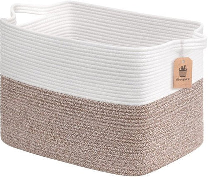 Goodpick Woven Storage Baskets - Rectangle Toy Organizer with Handles | Large 18 x 14 x 12 Inches