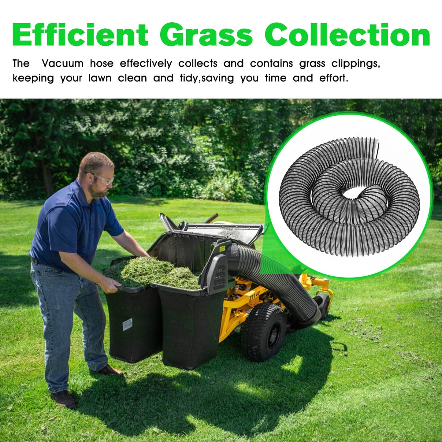 Leaf Vac Hose Dust Collection Hoses 8 Foot PVC Flexible Grass Catcher Leaf Vac Collection Vacuum Hose FOR DR Agri-Fab Trac Fits Most Brands Of Lawn Leaf Blowers (8 Inch Inside Diameter)