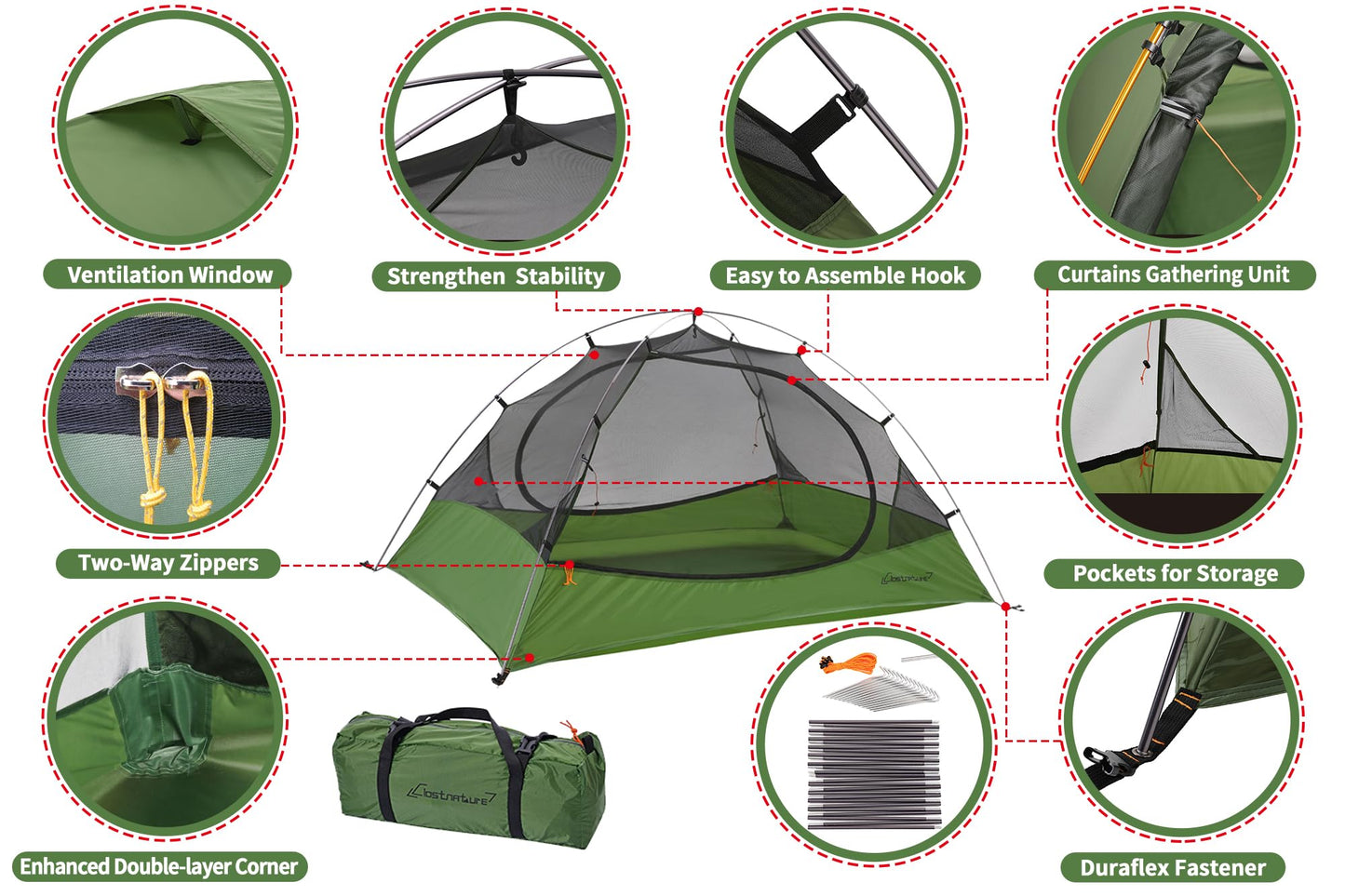 Clostnature Lightweight Backpacking Tent - 4 Person Ultralight Waterproof Camping Tent, 3 Season Large Size Easy Setup Tent for Family, Outdoor, Hiking and Mountaineering
