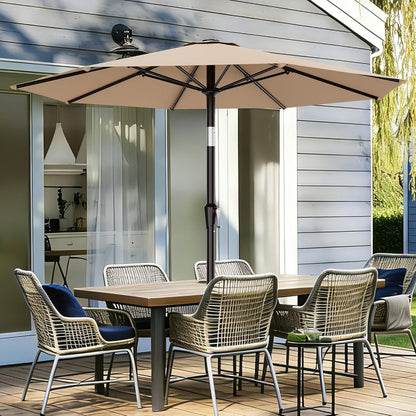 AreShark 9 FT Patio Umbrella - Outdoor Table Umbrella with Push Button Tilt & Crank | Beige, 8 Sturdy Ribs