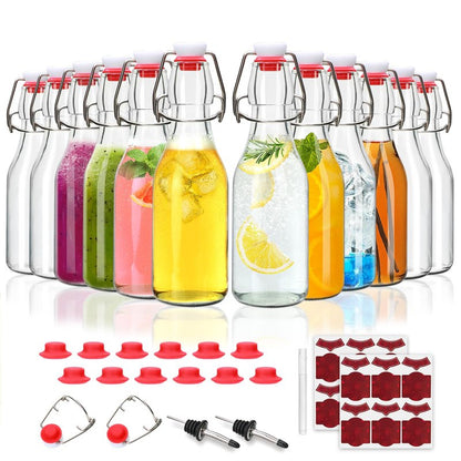 Accguan 8oz Flip Top Glass Bottle,Swing Top Beer Bottle for Kombucha, Kefir, Vanilla Extract, Beer, Beverages, Oil, Vinegar, Beer, Soda,Leak Proof，Juice, Tea(12pcs)