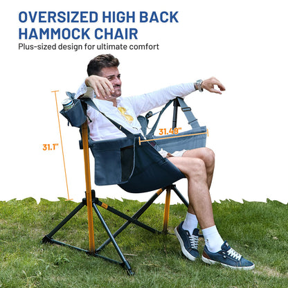 TIMBER RIDGE Hammock Camping Chair, Oversized Swinging Hammock Chair with Adjustable Back and Seat for Outdoor Lawn, Sports, Supports 400lbs, Blue