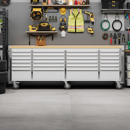 GarveeTech 96 inch Tool Chest, Tool Box Mobile 24 Drawers Storage Rolling Cabinet with Wheels Lock Key Locking System Drawer Liners for Garage Warehouse Repair Shop